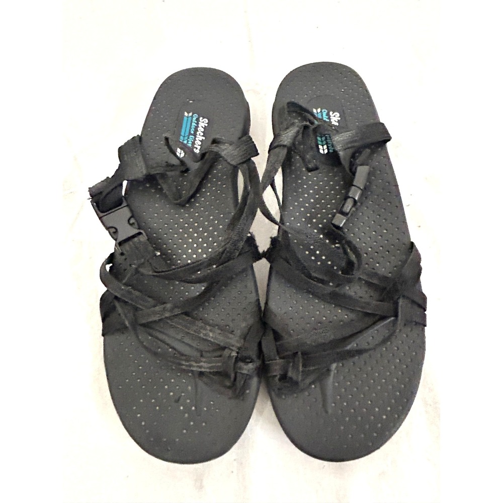 Skechers Outdoor Lifestyle Sport Sandals Women 10 Black Strappy Release Buckle